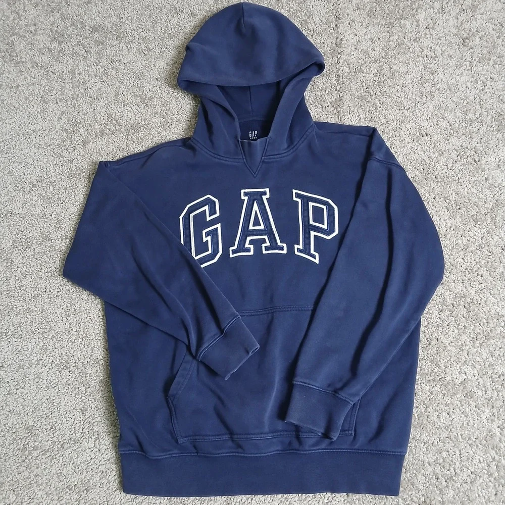 Gap Kids Navy Blue Logo Pullover Hoodie Sweatshirt Classic Arch Logo